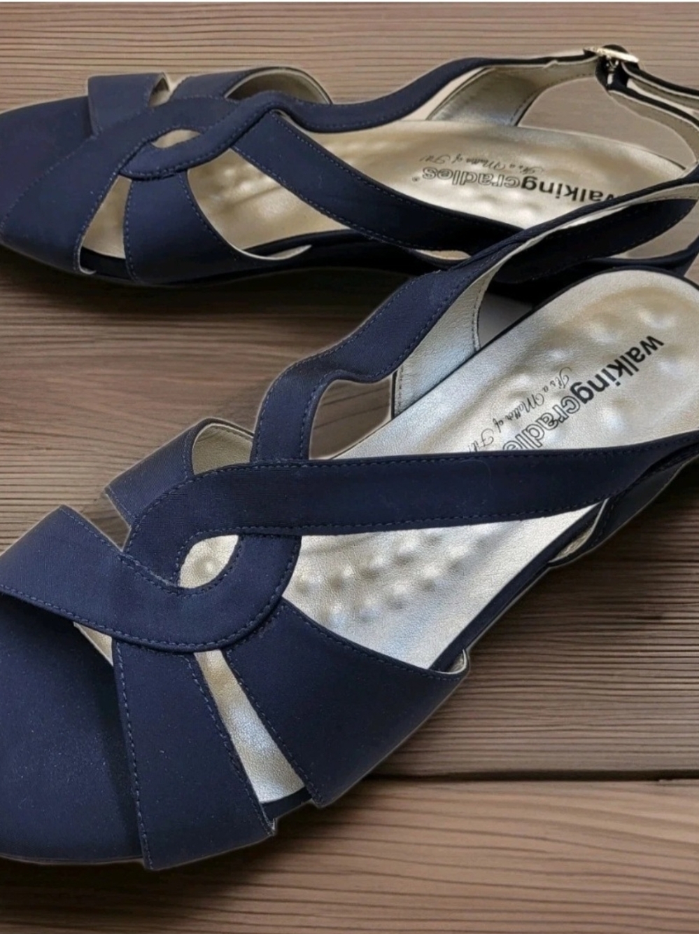 Walking Cradles Women's Navy Strappy Slingback Sandals